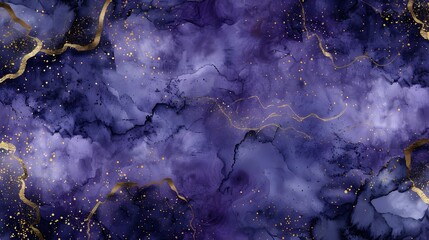 Dark marble texture with deep purple shades and golden streaks, luxury abstract background, elegant artistic pattern, fluid ink design, modern decorative backdrop  
