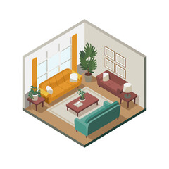 Cozy Modern Living Room Interior with Stylish Furniture and Plants