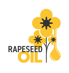 Rapeseed or Canola oil logo template for food or biofuel