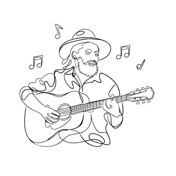 line art musician playing guitar clip art preview