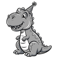 Fototapeta premium Cute Dinosaur with Party Hat Cartoon Vector for Kids Birthday Celebrations
