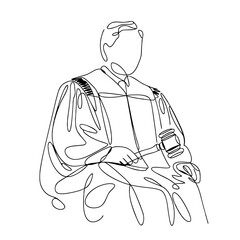 Minimalist Line Drawing Judge with Gavel Symbolizing Justice and Authority