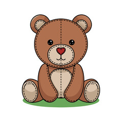 Obraz premium Cute Brown Teddy Bear Plush Toy Vector for Kids Nursery Decor and Children’s Illustration
