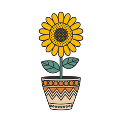 Obraz premium Bright Sunflower in Decorative Pot Vibrant Vector Illustration for Home Decor
