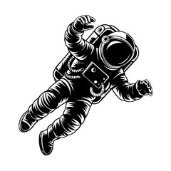 Vector Illustration Astronaut in Space Suit Floating in Zero Gravity