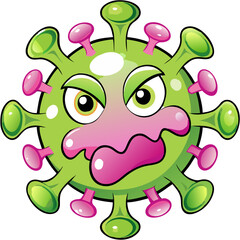 Fototapeta premium Cartoon Virus Character Illustration with Colorful Expression for Humorous Design