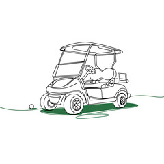 Obraz premium Vector Illustration of Golf Cart on Golf Course Perfect for Sports and Recreation Design