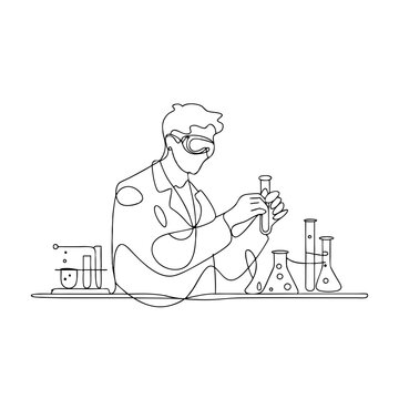 scientist working lab equipment line art clip art preview