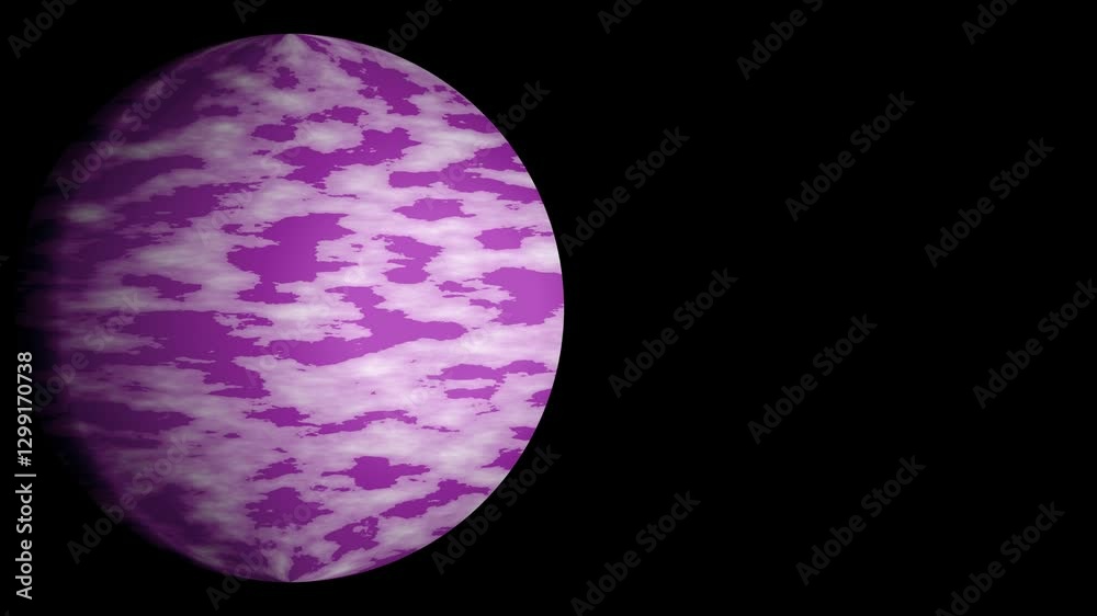 Wall mural alien planet rotating on dark background with clouds