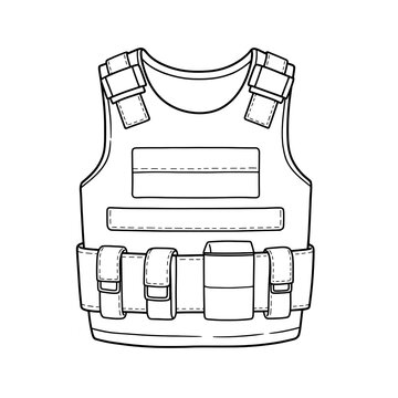 black and white tactical vest outline clip art preview