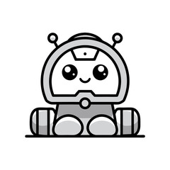 Naklejka premium Cute Kawaii Robot Character Vector Illustration for Technology Concepts
