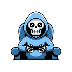 Skeleton Gamer Hoodie Cartoon Vector Playing Video Games