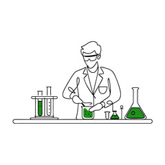 Scientist Conducting Experiment in Laboratory Vector Illustration