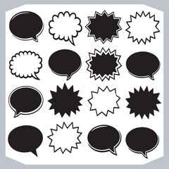 Unique Speech Bubble Doodles Hand Drawn Pack of Outline Shapes