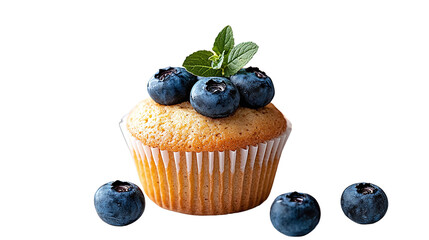 Delicious cupcake adorned with fresh blueberries and a touch of mint for a refreshing and sweet dessert option