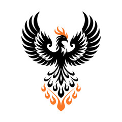 Fototapeta premium Majestic Phoenix Rising from Flames Symbolizing Rebirth and Renewal