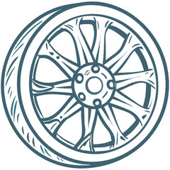 Obraz premium Vector Illustration of Car Wheel with Modern Alloy Rim Design for Automotive Use