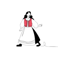 Traditional Folk Singer Vector Illustration with Microphone in Hand Drawn Style