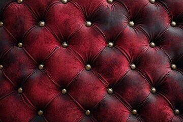 Naklejka premium Decorative red upholstery with button tufting and gold accents on a luxurious furniture piece