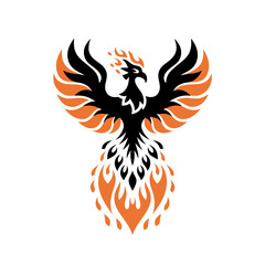 Naklejka premium Fiery Phoenix Vector Art Symbolizing Rebirth and Strength