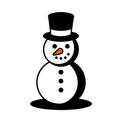 Cheerful Snowman with Top Hat Winter Holiday Vector Illustration