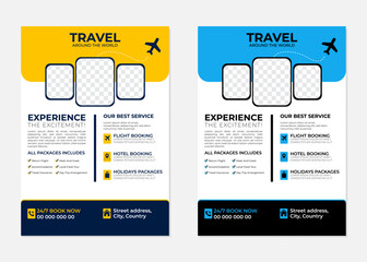 Modern travel flyer design vector template