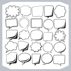 Outline Speech Bubbles in Various Shapes Hand Drawn Doodle Pack