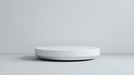 Minimal White Podium On Gray Background For Product Display With Clean Lighting