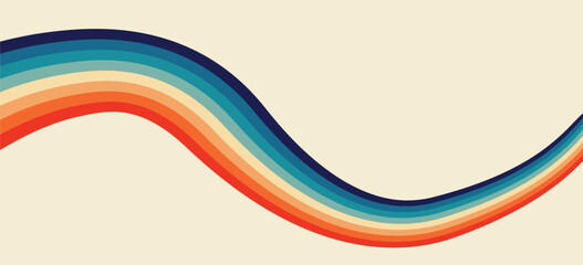 Groovy retro Vintage background pattern, Vintage grunge colorful stripes Retro Style background