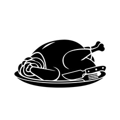 Thanksgiving Turkey Dinner Vector Illustration with Silverware