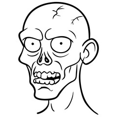 Fototapeta premium Detailed Vector Illustration of Cartoon Zombie Head Expression for Halloween and Horror Themes