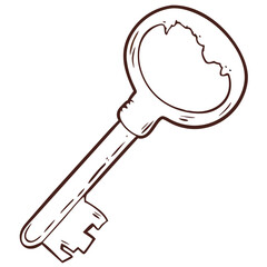Vintage Skeleton Key Illustration Symbolizing Security and Access