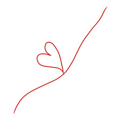 Hand-drawn Red love heart with continuous line art