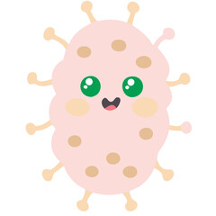 Cute Smiling Bacteria Character Vector Illustration for Kids Education and Science Projects