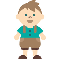 Cute Cartoon Boy Character in Simple Colorful Flat Vector Illustration
