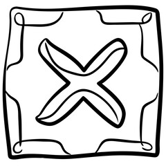 Bold Hand-Drawn X Symbol in Square Frame Vector for Graphic Design Projects