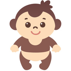 Cute Vector Cartoon Monkey Character for Kids Illustration and Design Projects