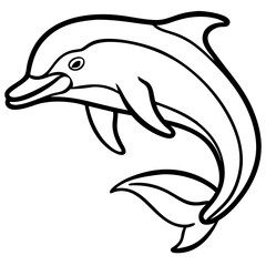 Fototapeta premium Black Outline Vector Illustration of Jumping Dolphin Art for Educational and Design Projects