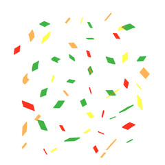 Scattered Colorful Ribbon Cutting Illustration with Floating Confetti Pieces in Red White and Blue on a Black Background for Celebrations