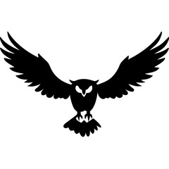 Fototapeta premium Majestic Owl Silhouette with Outstretched Wings in Flight Vector Illustration