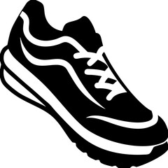 Black Silhouette Running Shoe Vector Illustration for Sportswear Design