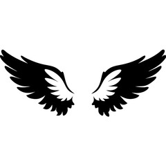 Obraz premium Black Angel Wings Vector Design for Tattoo Logos and Spiritual Art Themes