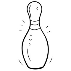 Vector Illustration of Bowling Pin Outline in Dynamic Cartoon Style