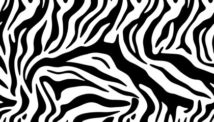 Abstract black and white zebra stripes pattern, perfect for animal-inspired designs, fashion backgrounds, or wild, safari-themed projects