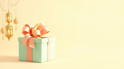 Elegant Gift Box with Ramadan Lanterns Festive Design