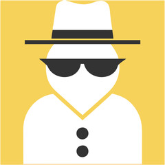 Mysterious Detective Vector Illustration in Yellow Background