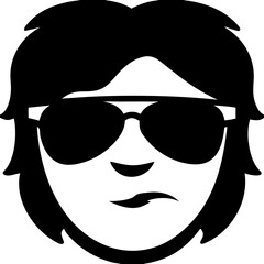Fototapeta premium Cool Sunglasses Silhouette Vector of Stylish Person with Hair and Facial Features