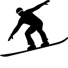 Silhouette of Snowboarder in Action on Slope for Winter Sports Design