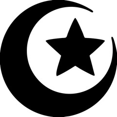 Islamic Crescent Moon and Star Symbol Vector for Religious and Cultural Design