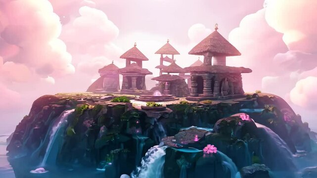 surreal landscape, fantasy landscape waterfall 